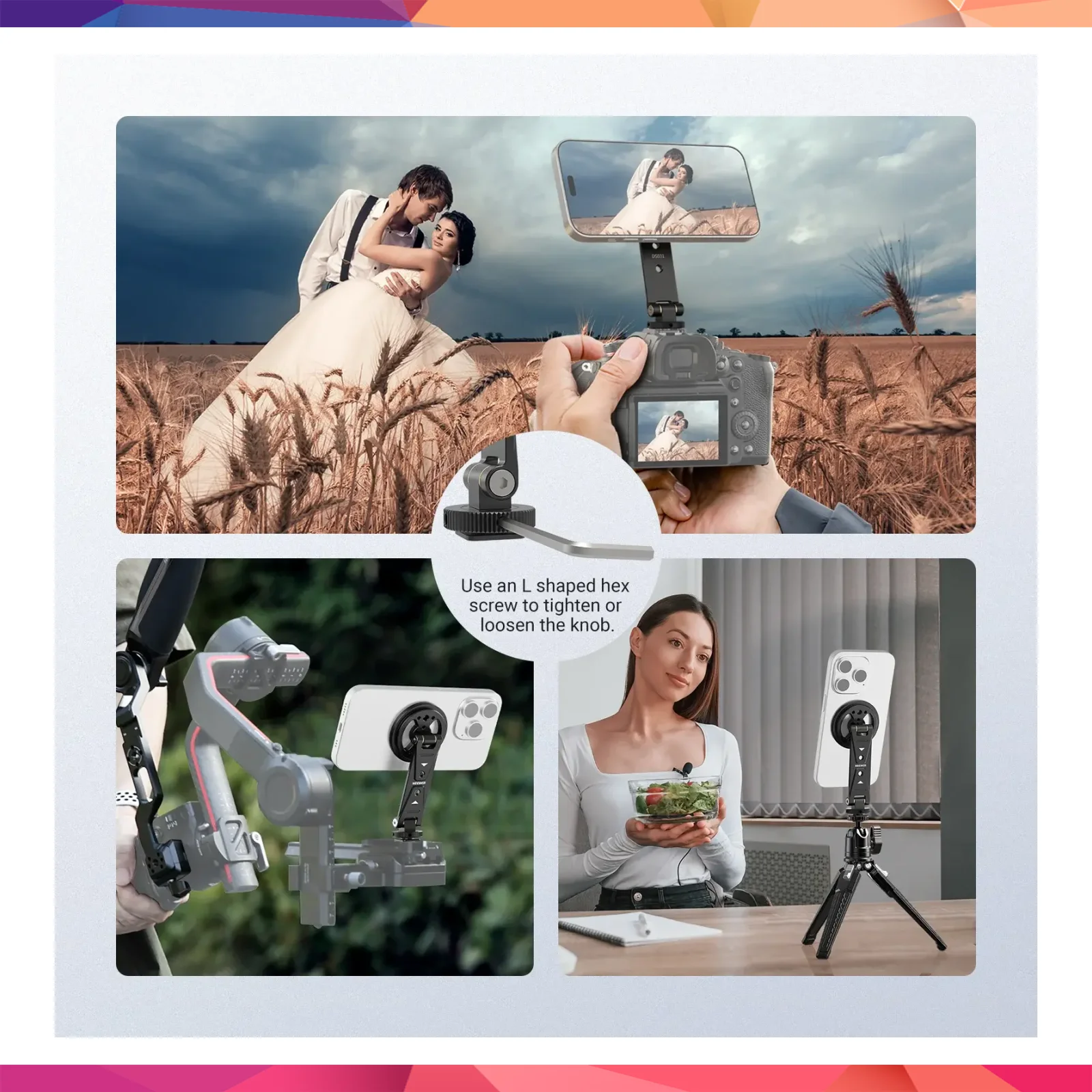 DS031 Profesyonel Manyetik Telefon Tripod Bağlantı Aparatı 4