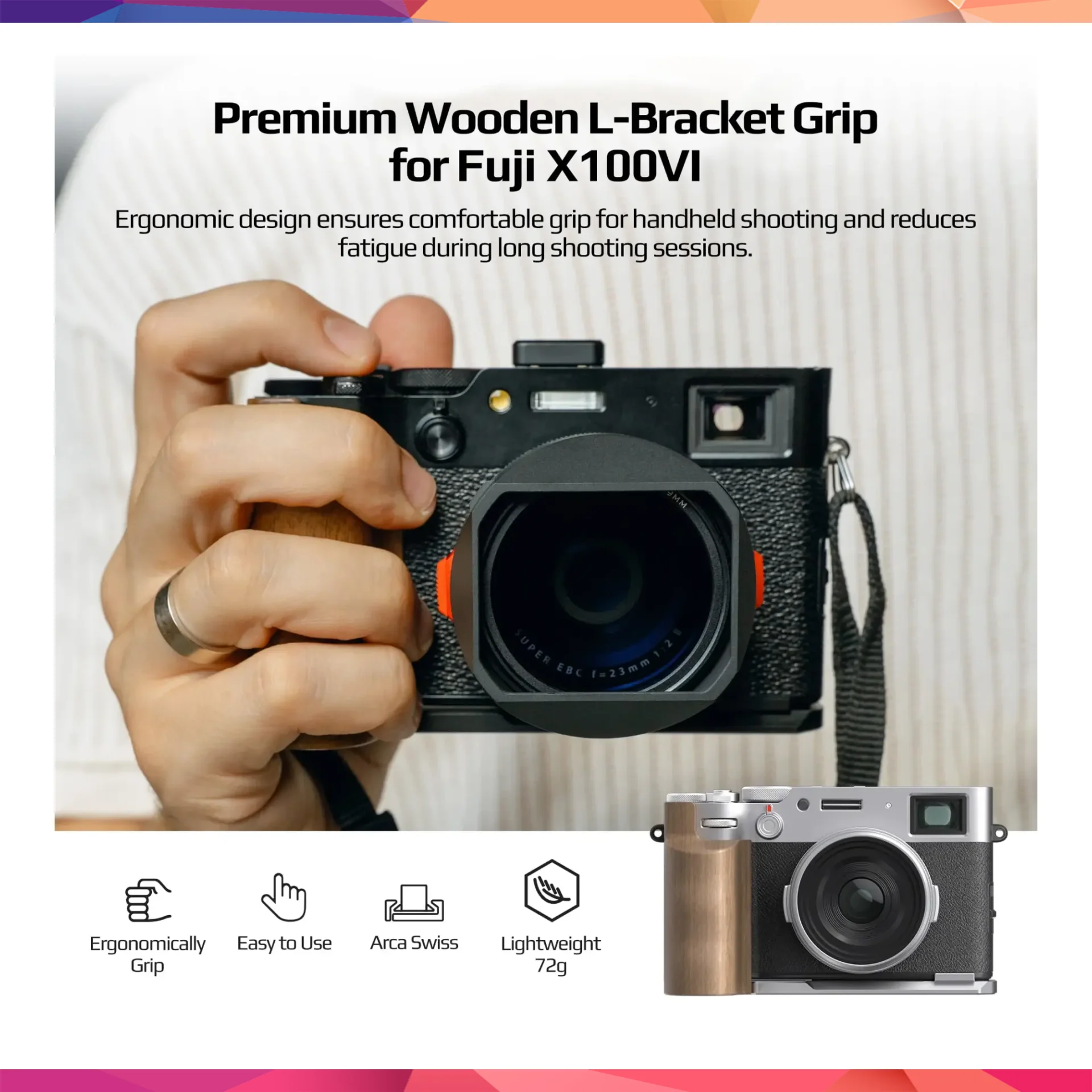 Freewell Fuji X100VI L Bracket Premium Grip Gri 3