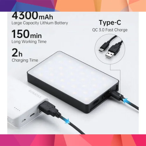 GVM 8RS RGB Kamera Üstü Dahili Akülü Mobil Led Işık (11x7cm) 4