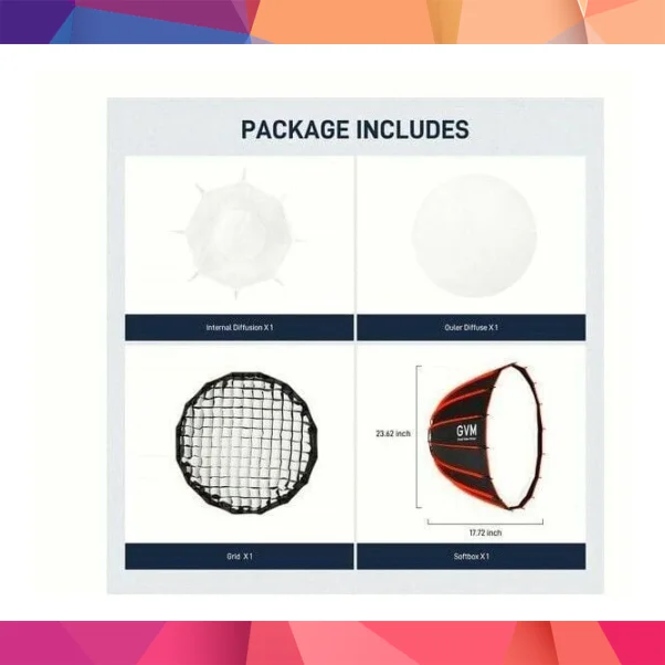 GVM 90cm Kolay Kurulum Gridli Parabolik Softbox 2