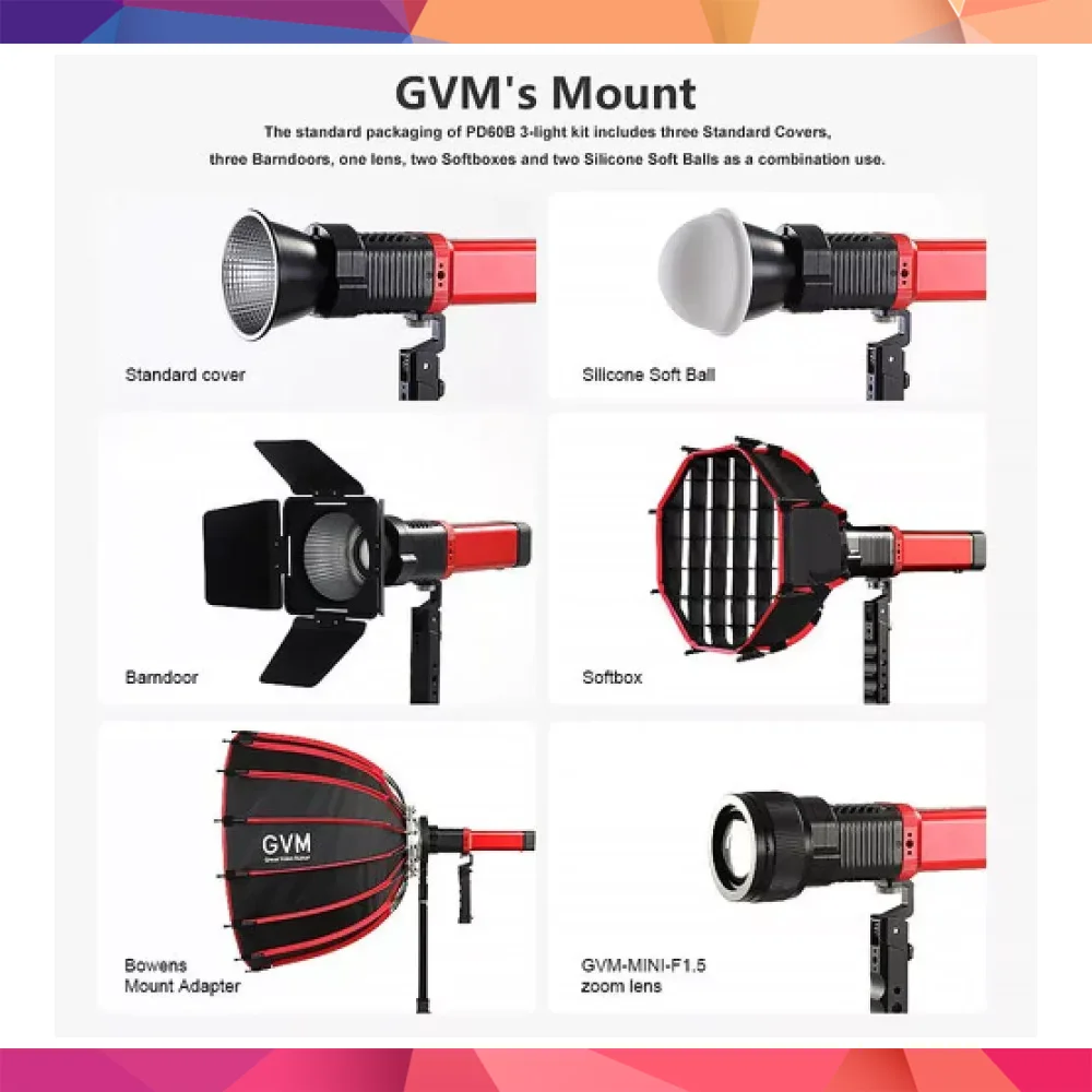 GVM PD60B 60W Bi-Color Dahili Akülü 3'lü LED Işık Seti 3