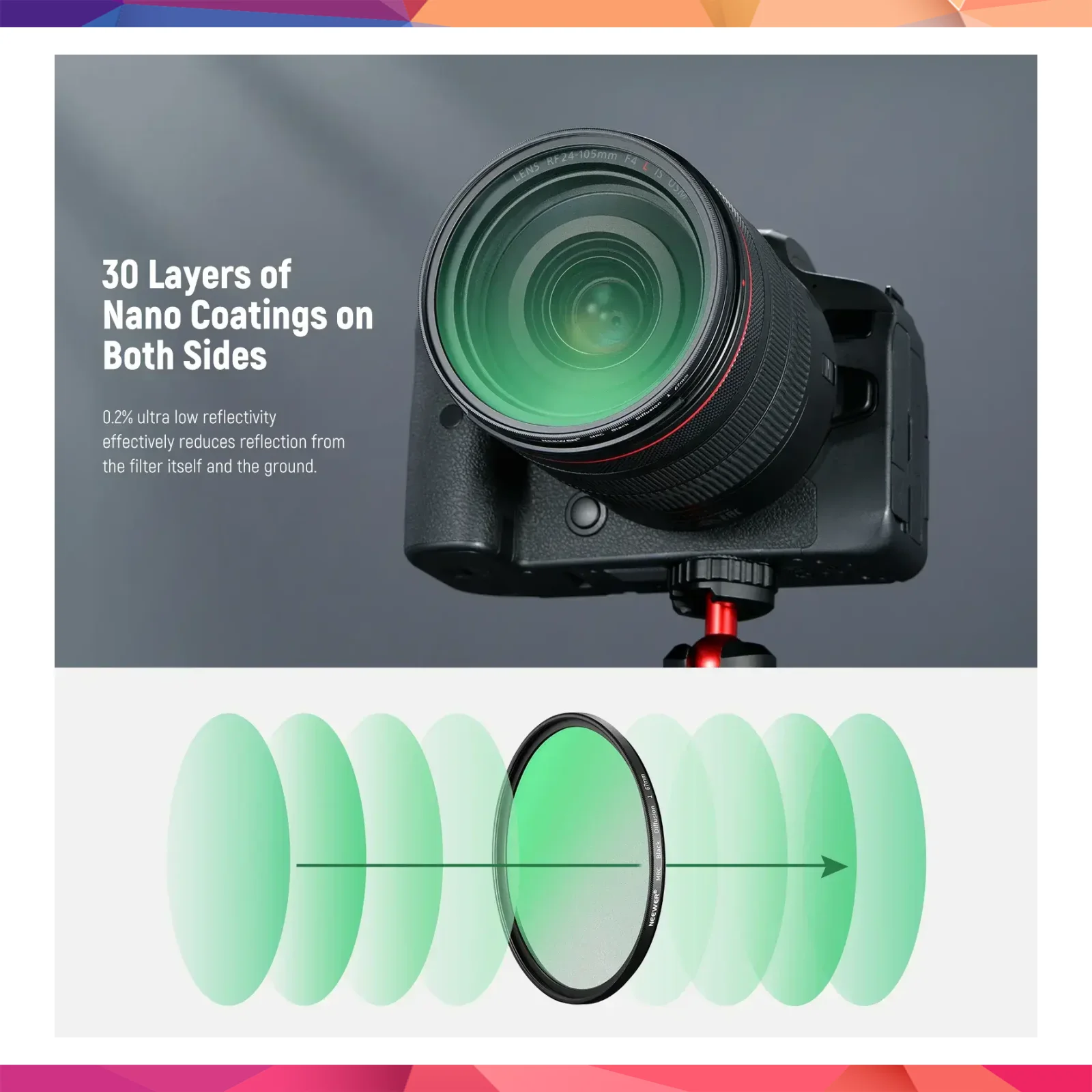 Neewer 82mm 1/1 Black Diffusion Sinematik Efekt Filtresi 2