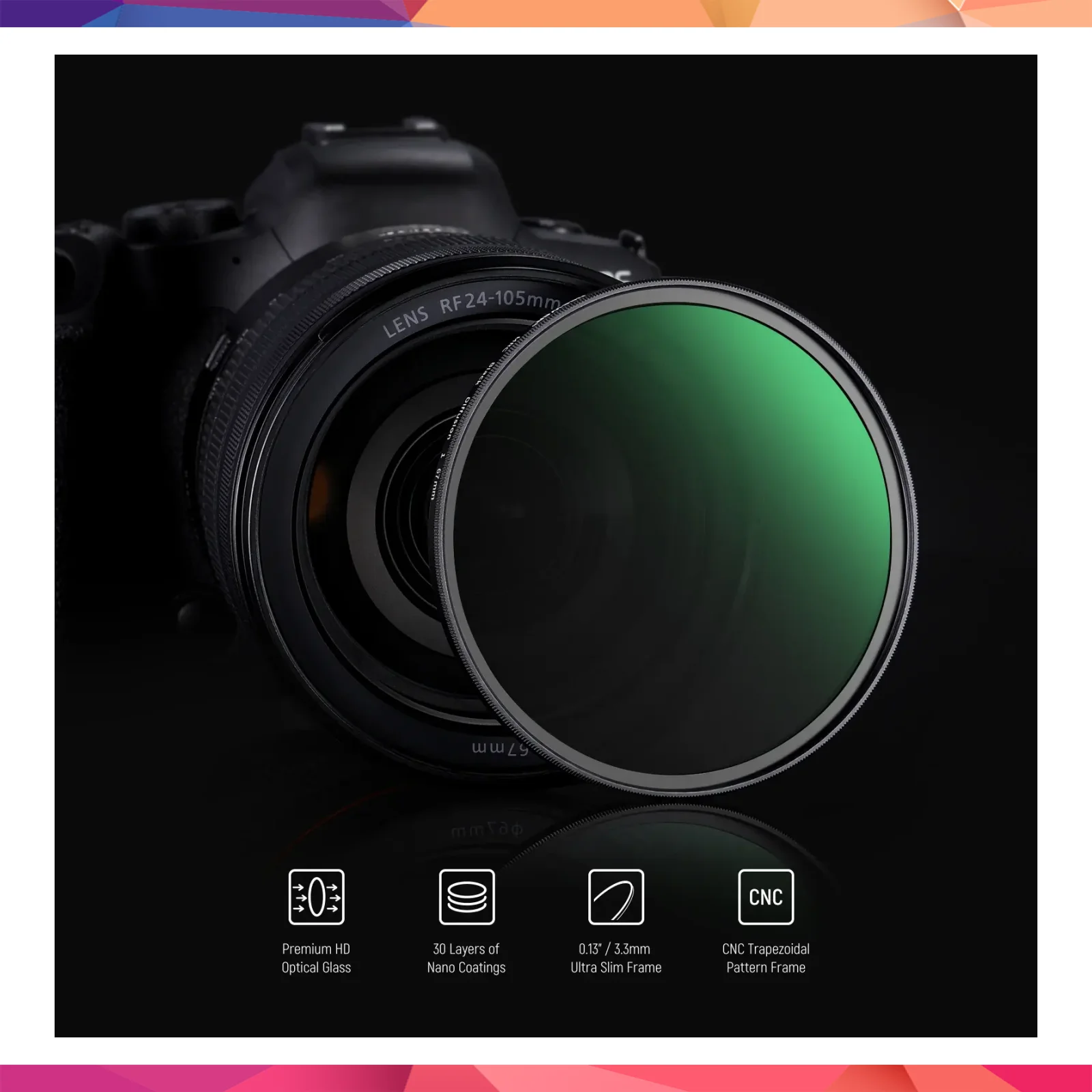 Neewer 82mm 1/2 Black Diffusion Sinematik Efekt Filtresi 3