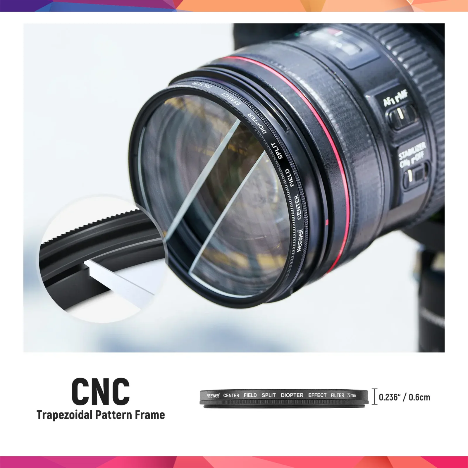 Neewer 82mm Center Field Split Diopter Effect Filter Sinematik Özel Efekt Filtresi 2