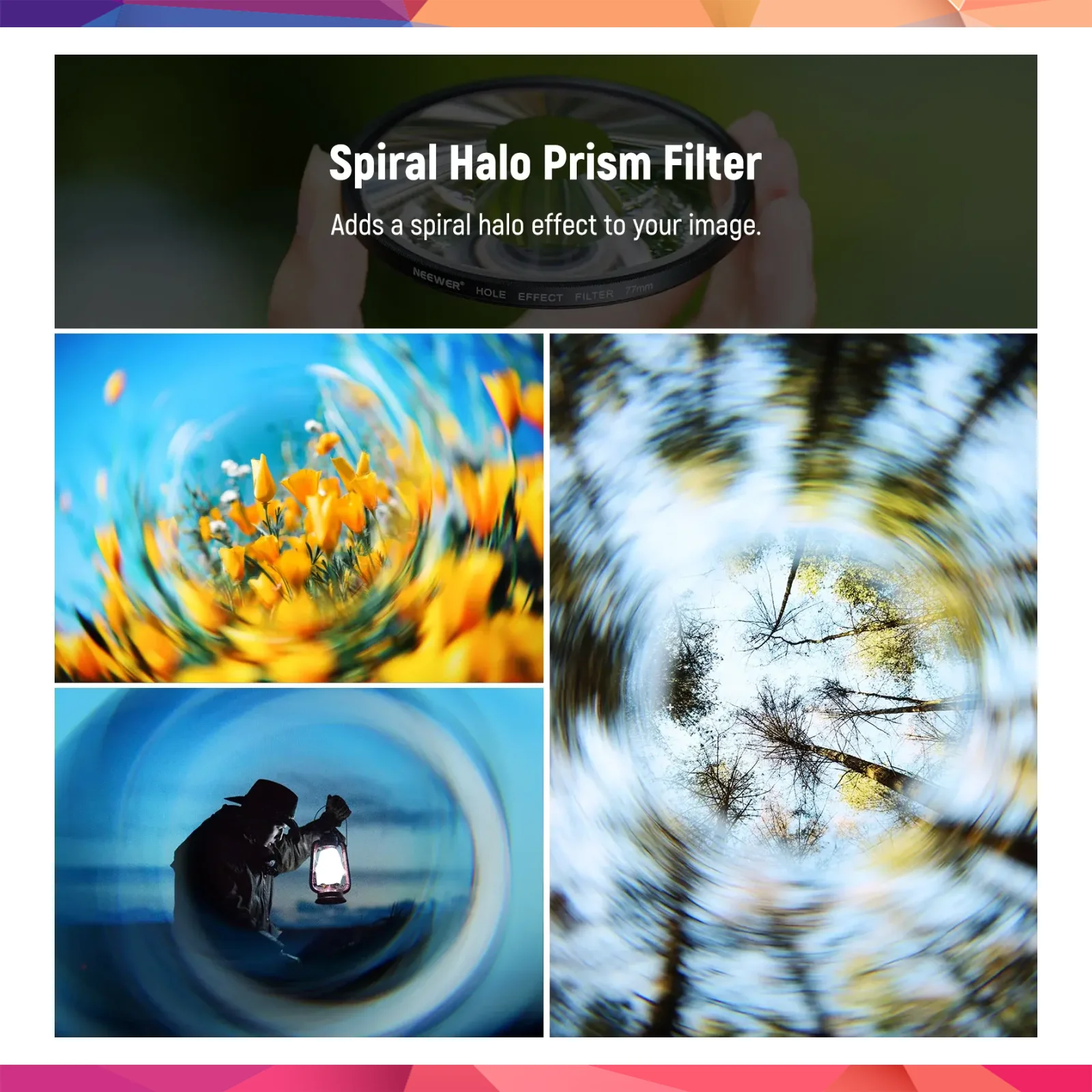 Neewer 82mm Spiral Halo Camera Lens Filter Sinematik Özel Efekt Filtresi 3
