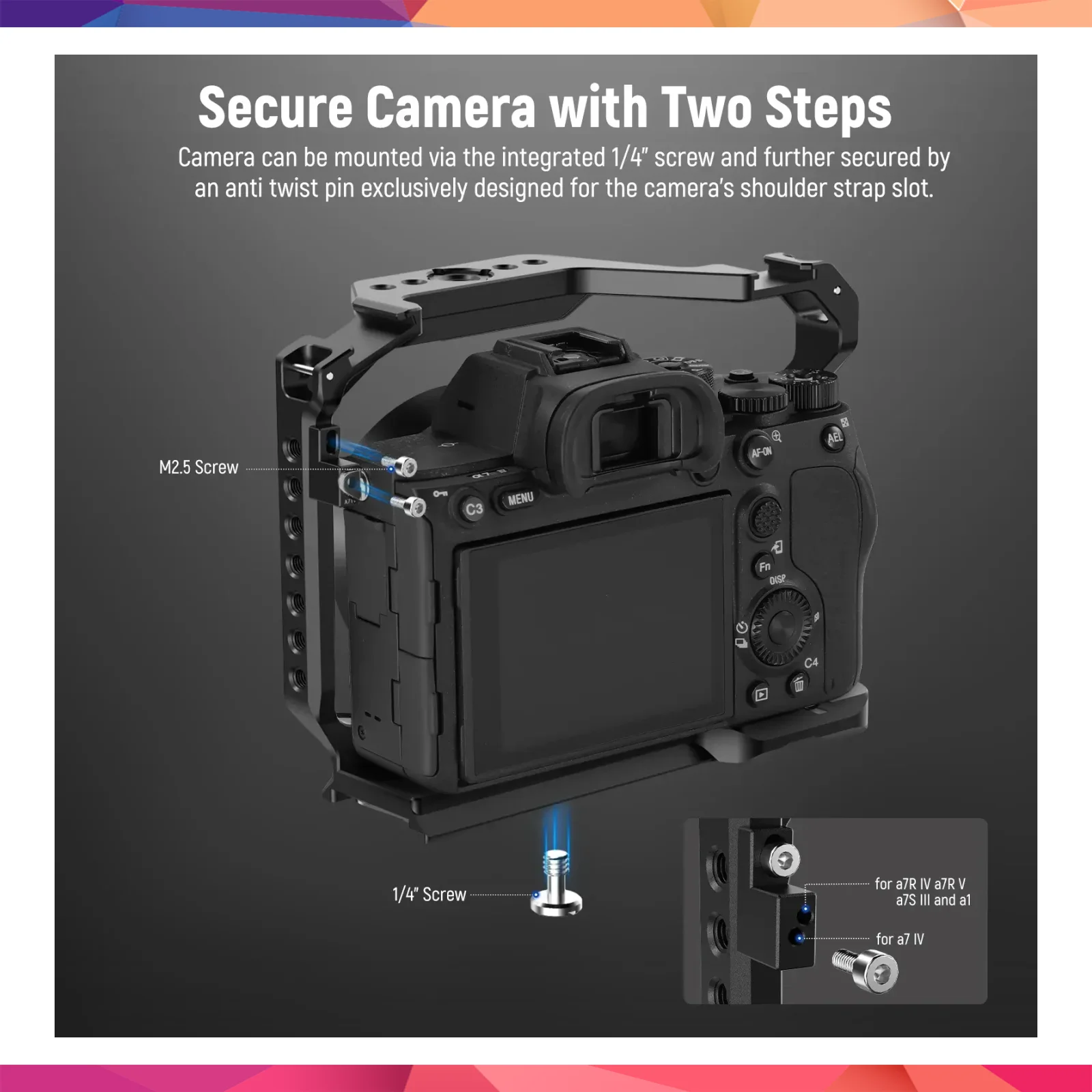 Neewer CA004 Sony A7 IV / A 7R V / A 7S III / A1 Uyumlu Kamera Kafesi 3