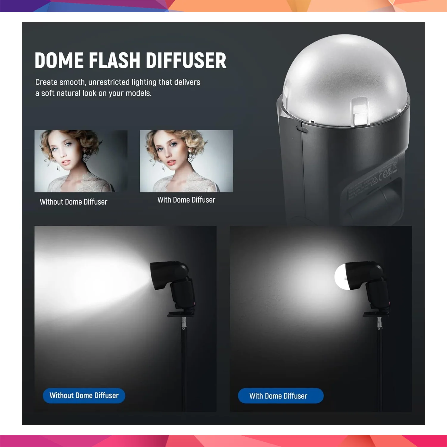 NEEWER M12 Manyetik Dome Difüzör (Z2PRO, Z2 ve Z1 Yuvarlak Kafa Flaşlar için) 2