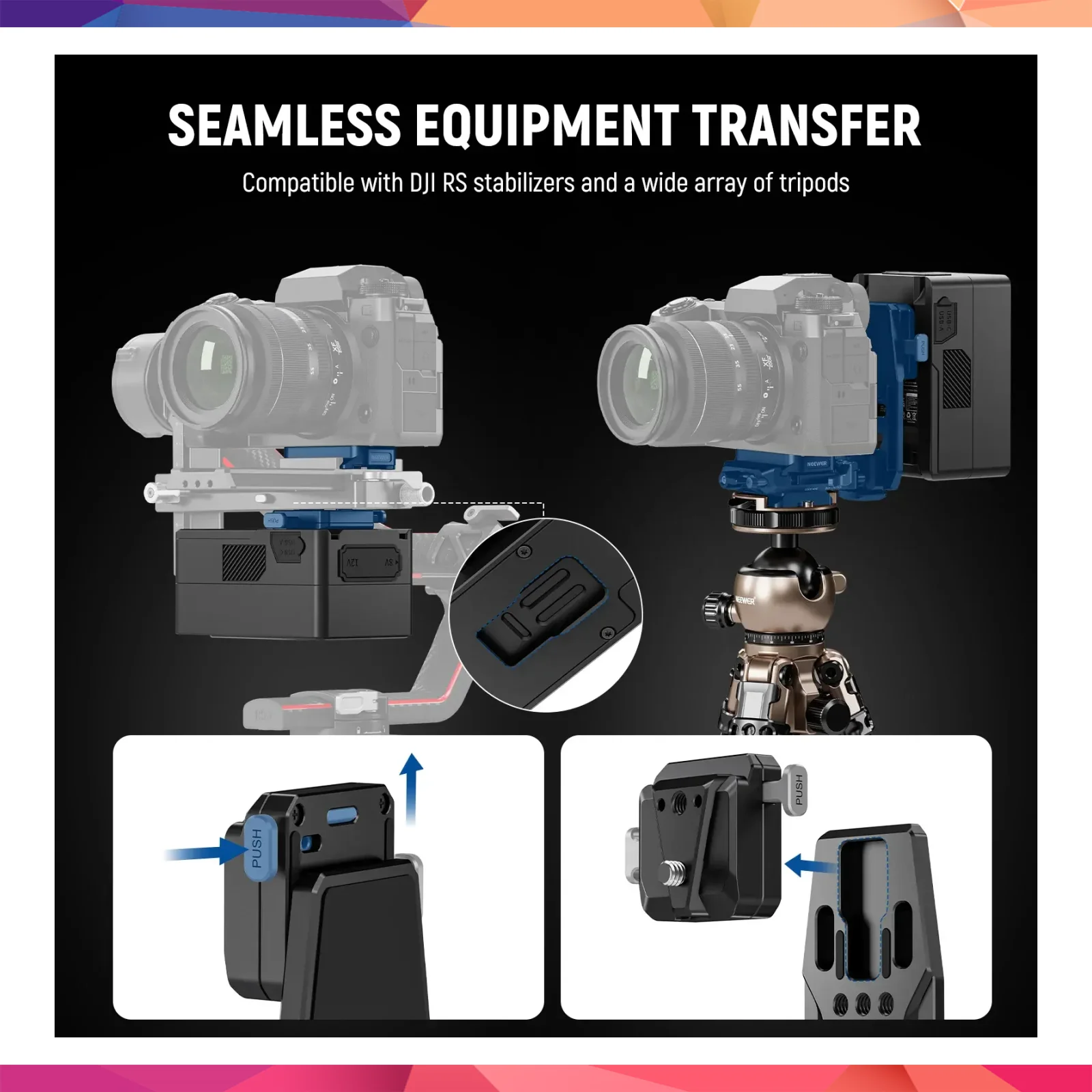 Neewer PS016 NATO Raylı Profesyonel V-Mount Batarya Plakası 3