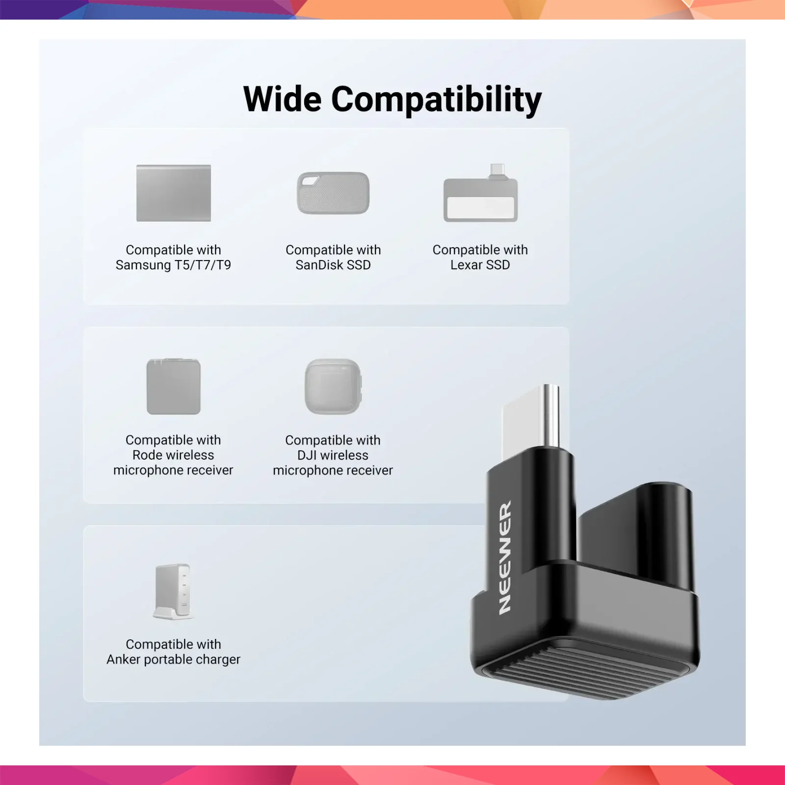 Neewer PS017 180° U-Tipi USB-C Adaptör (40Gbps & 240W & 8K) 2