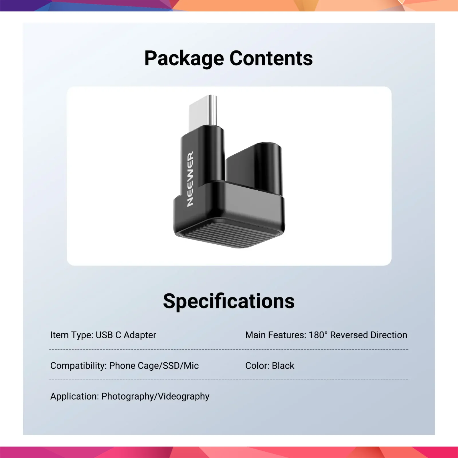 Neewer PS017 180° U-Tipi USB-C Adaptör (40Gbps & 240W & 8K) 3