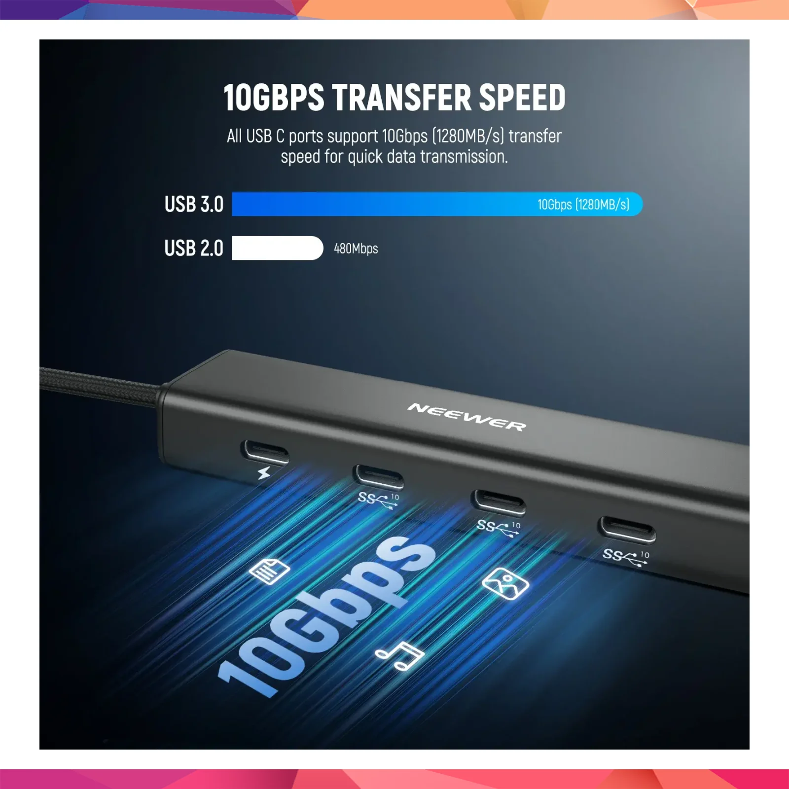 NEEWER PS020E USB-C Hub 4-in-1 10Gbps 4