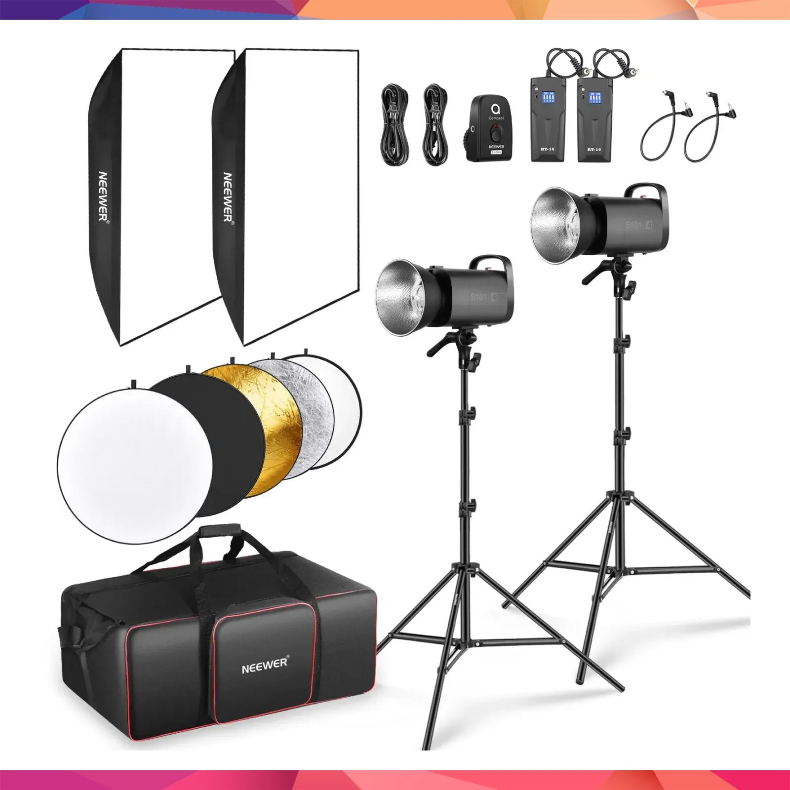 Neewer S101-400W 2'li Stüdyo Flaş Seti