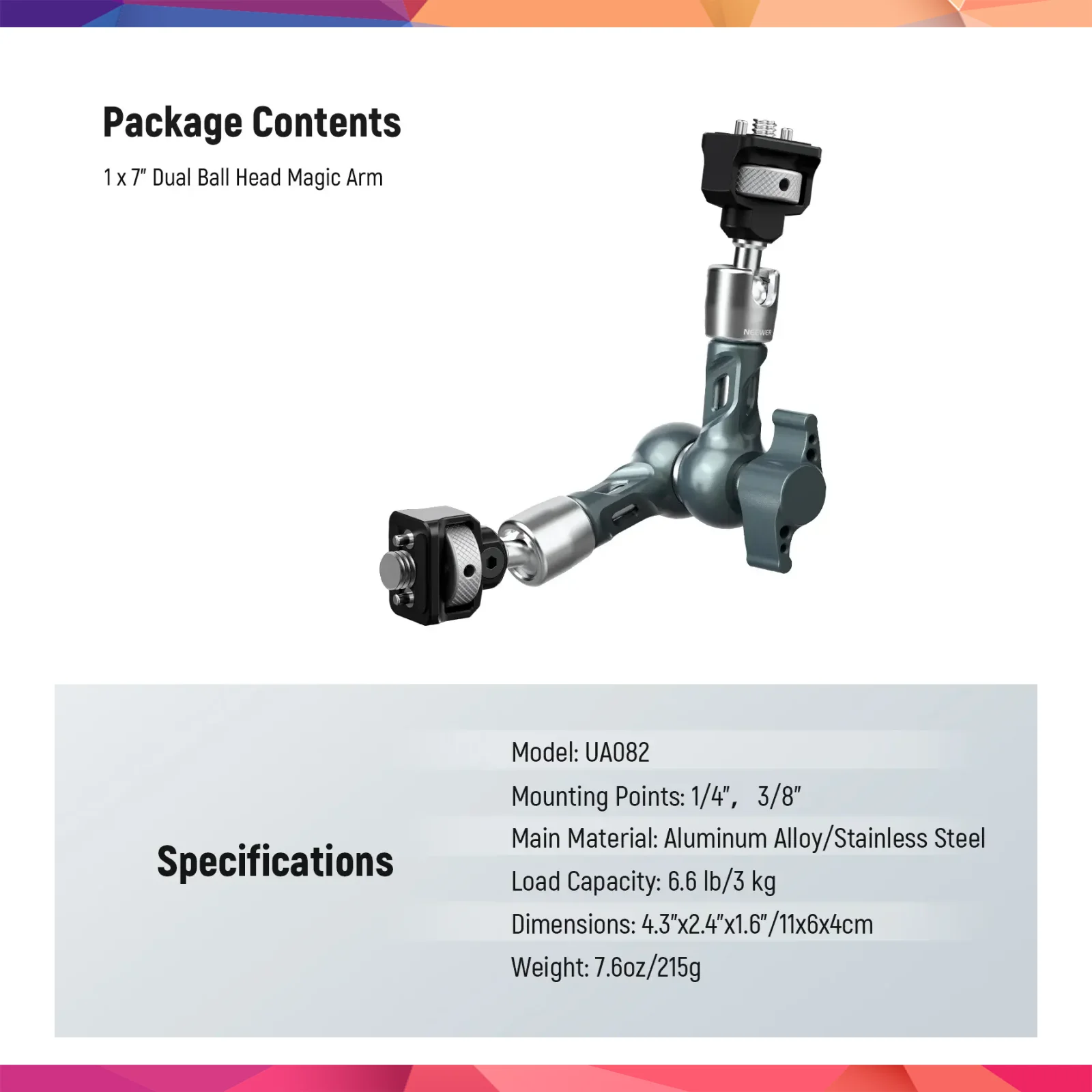 Neewer UA082 7'' - 18cm Anti-Twist Eklemli Magic Arm 3