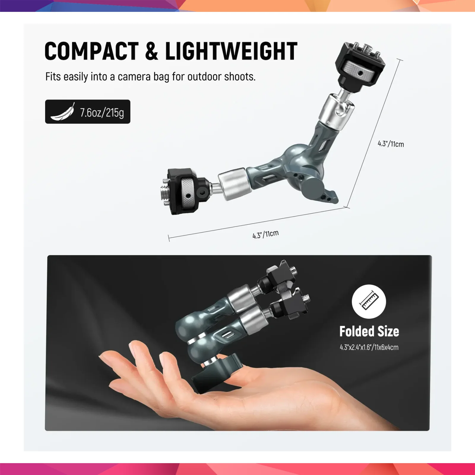 Neewer UA082 7'' - 18cm Anti-Twist Eklemli Magic Arm 4