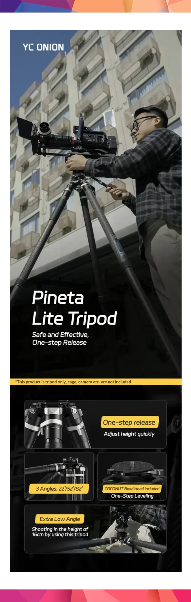 YC Onion Pineta Lite & CB7 Cedar & Ground-Spreader Karbon Fiber Tripod Kit 3