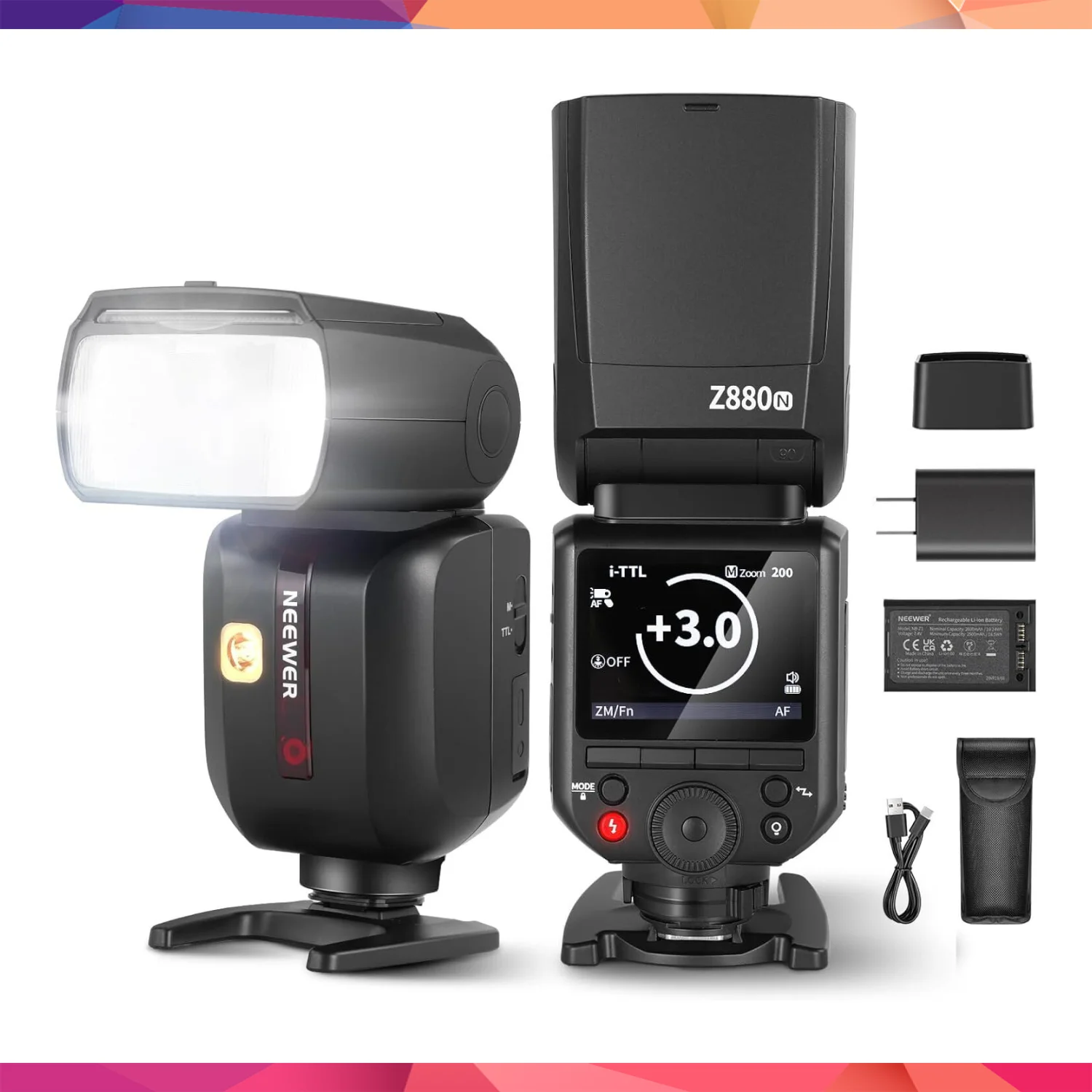 Neewer Z880-N TTL Nikon Uyumlu 76W Akülü Tepe Flaşı