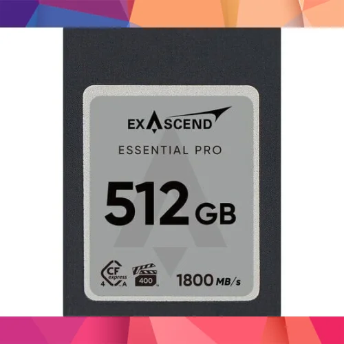 Exascend Essential PRO 512GB CF Express 4.0 Type A YENİ - VPG400-certified - up to 1,800 MB/s read and 1,650 MB/s write