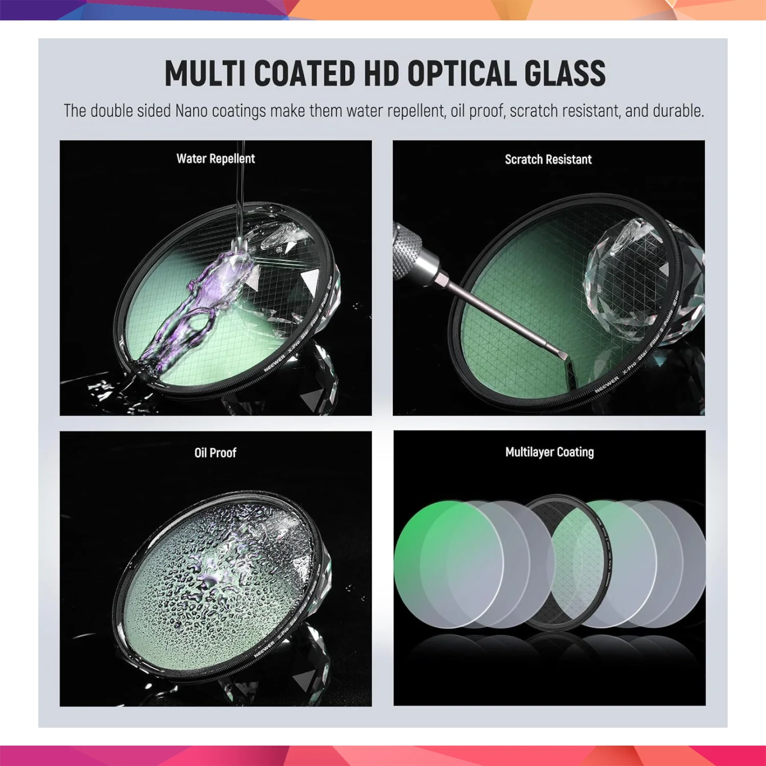 NEEWER 82mm 3'lü Yıldız Filtre Kiti (4, 6, 8 Noktalı) 4