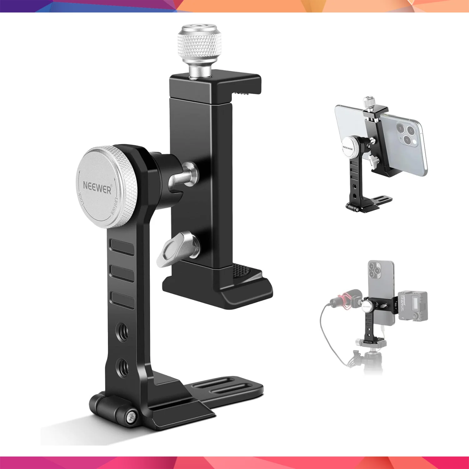 NEEWER PA002 Alüminyum Alaşımlı Döndürülebilir Akıllı Telefon Tripod Adaptörü