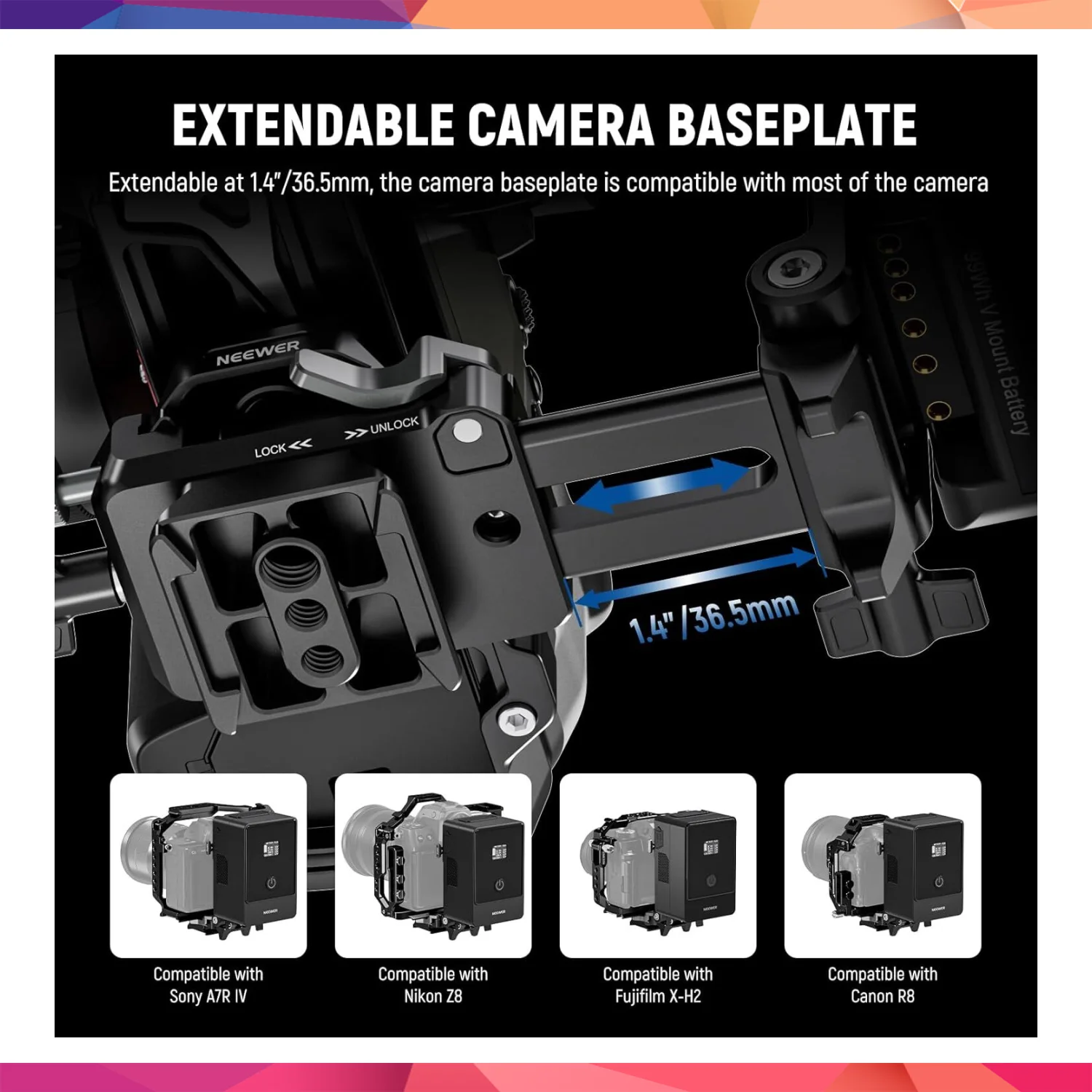 NEEWER PS015 Pro Katlanabilir V-Mount Batarya Plakası 3