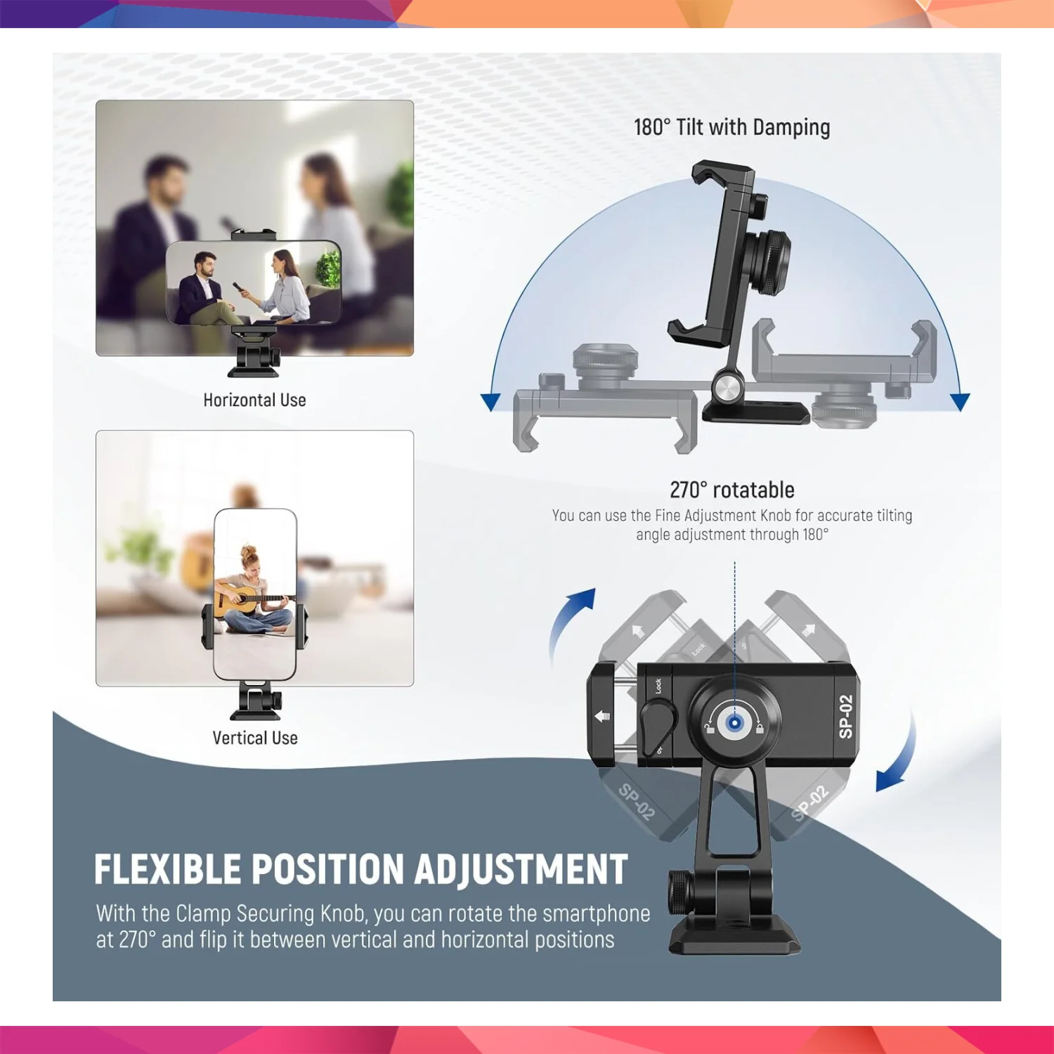 NEEWER SP-02 Akıllı Telefon Tutucu Tripod Montaj Adaptörü 4