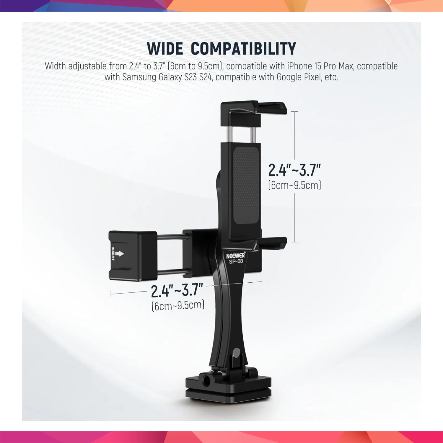 NEEWER SP-08 Metal Telefon Tripod Montaj Adaptörü (Çift Telefon Tutuculu) 4