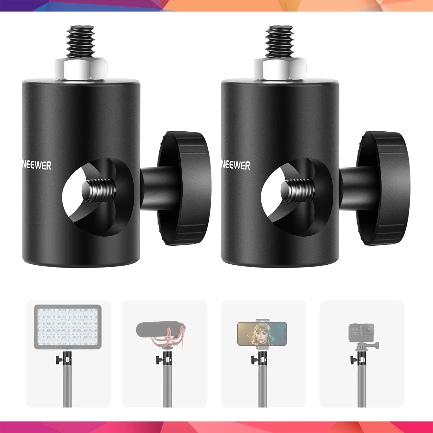 NEEWER ST12 Hızlı Adaptör Dönüştürücü - Işık Standı Uç Adaptörü (2'li Paket)