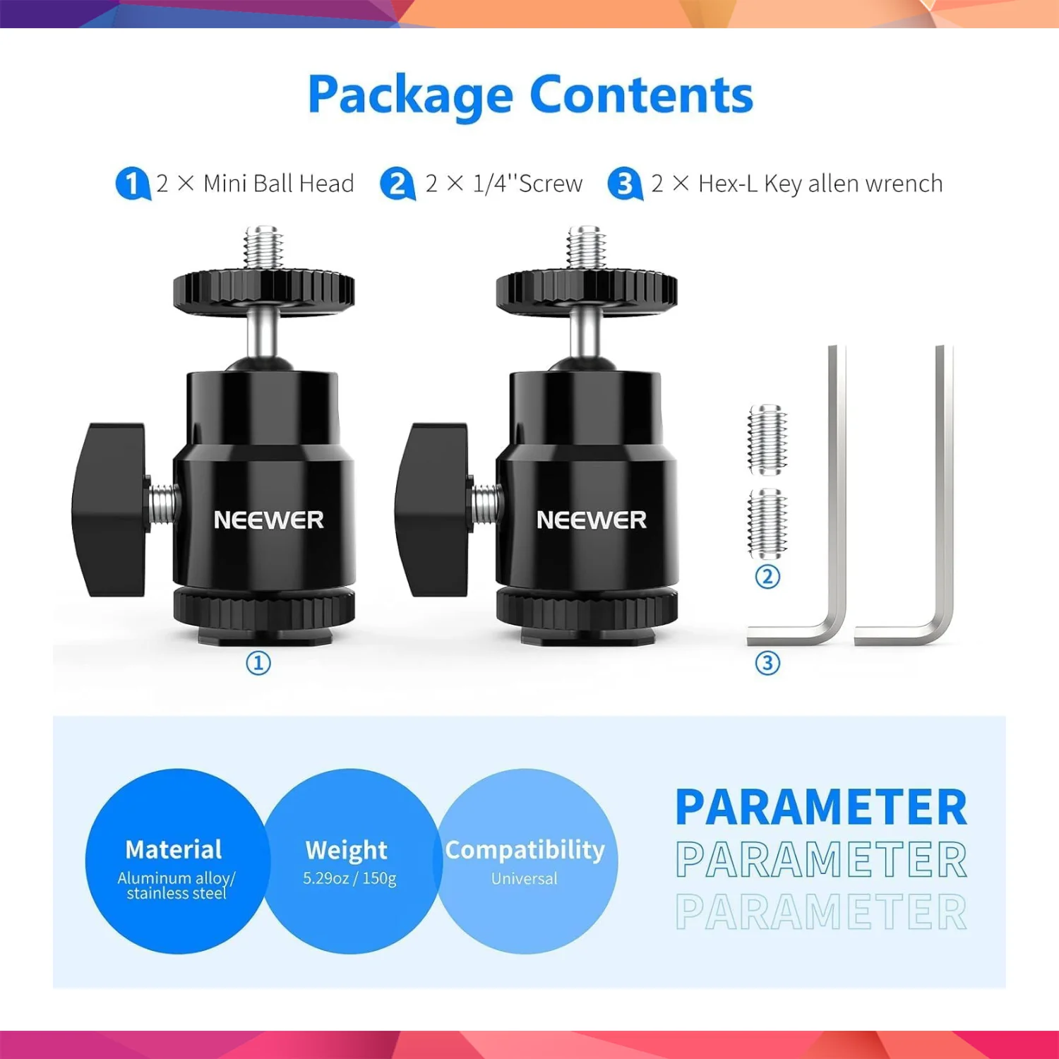 NEEWER ST-17 1/4'' Kamera Hot Shoe Adaptör Seti (2'li Paket) 2