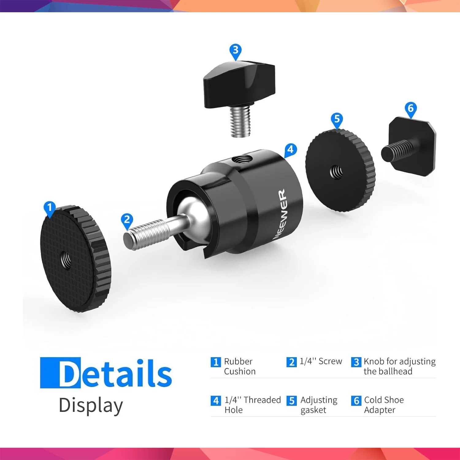 NEEWER ST-17 1/4'' Kamera Hot Shoe Adaptör Seti (2'li Paket) 4