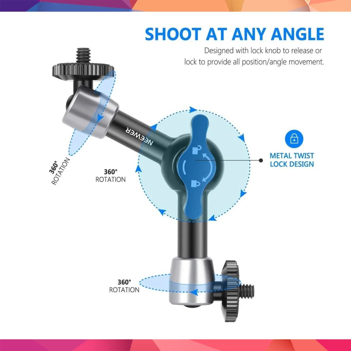 Neewer ST-15 5.9'' 15cm1/4'' Vidalı Magic Arm 4